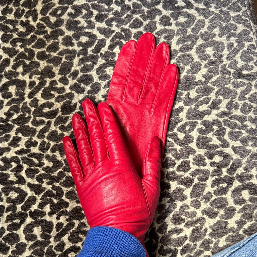 Vibrant Red Leather Gloves